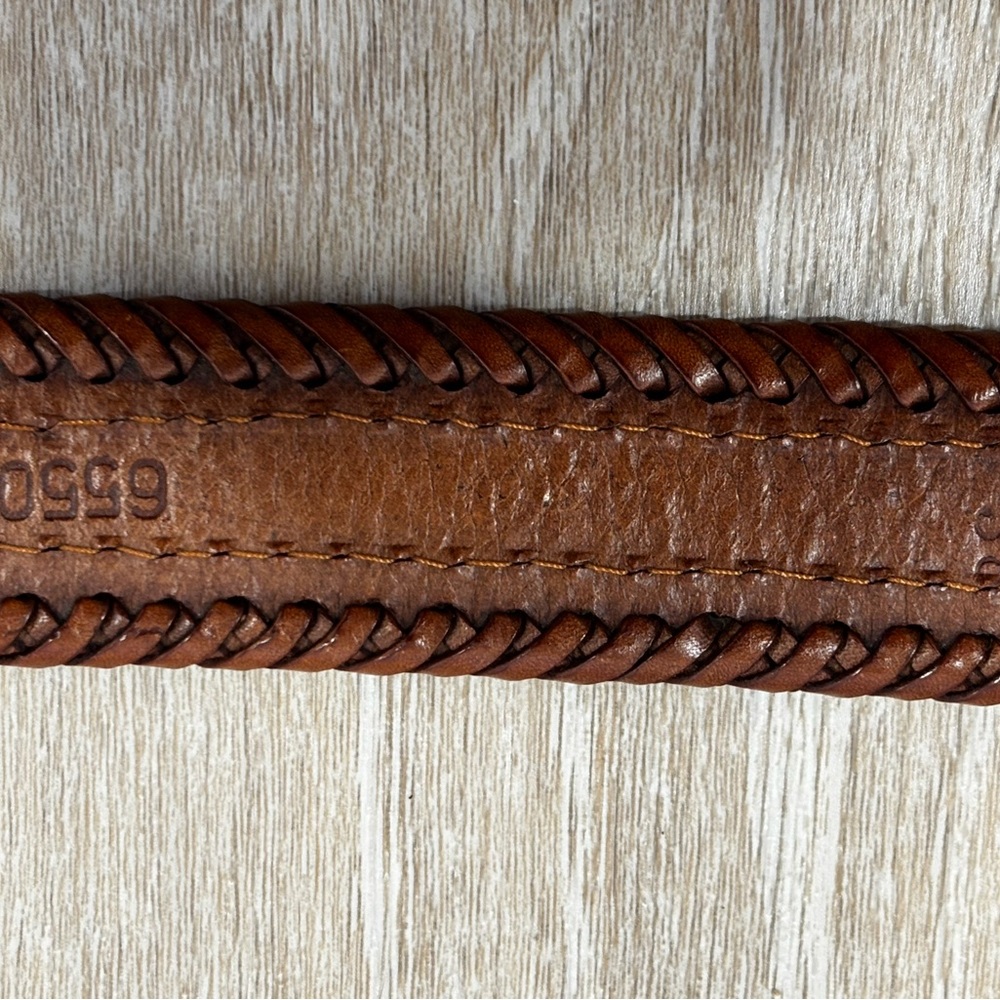 Brown Leather Belt with Beaded Design - Picture 6 of 8